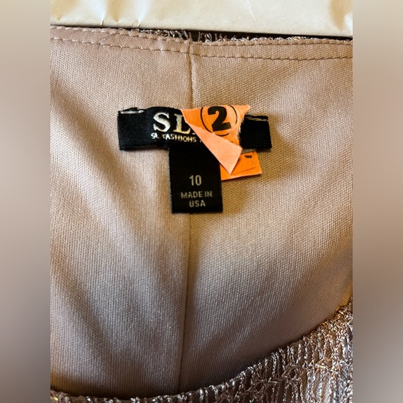 SLNY Champagne Dress with Shawl Size 10 - Picture 4 of 4